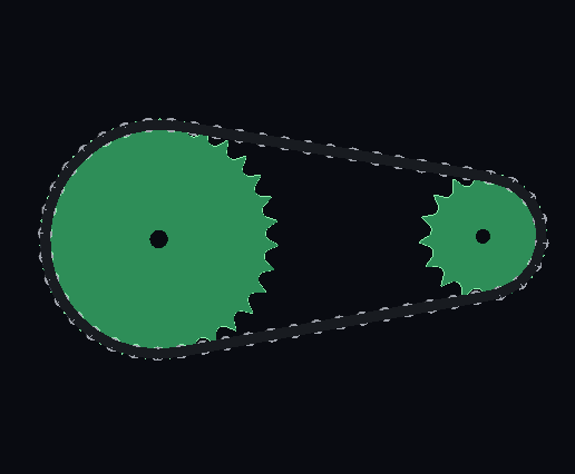 Preview of two sprockets and a roller chain